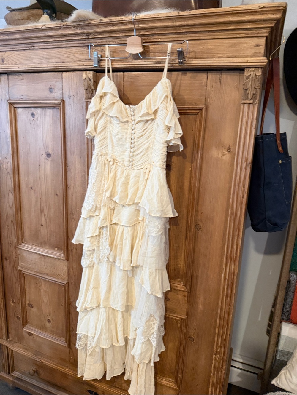 Anthropologie Corset Tiered Lace Ruffle Dress - Picture 4 of 8